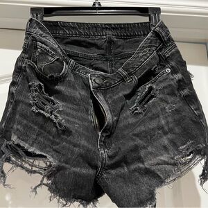 American Eagle Outfitters Charcoal Distressed Jean Shorts